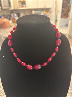 Red Dyed Jade  Necklace - Elegant Women's Jewelry